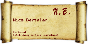 Nics Bertalan névjegykártya
